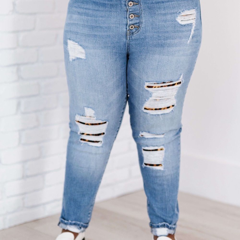 New! 💕 Kancan Untamed  Leopard Lined Skinny Jeans Patchwork Regular Plus NWT